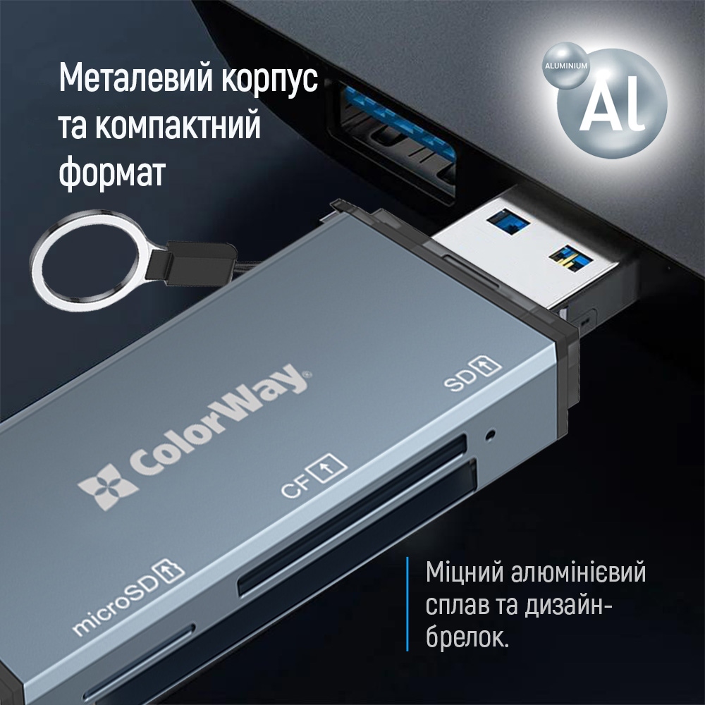 Card Reader ColorWay USB 2.0/USB-C to CF/SD/MicroSD (CW-CR-01) на малюнкі №8
