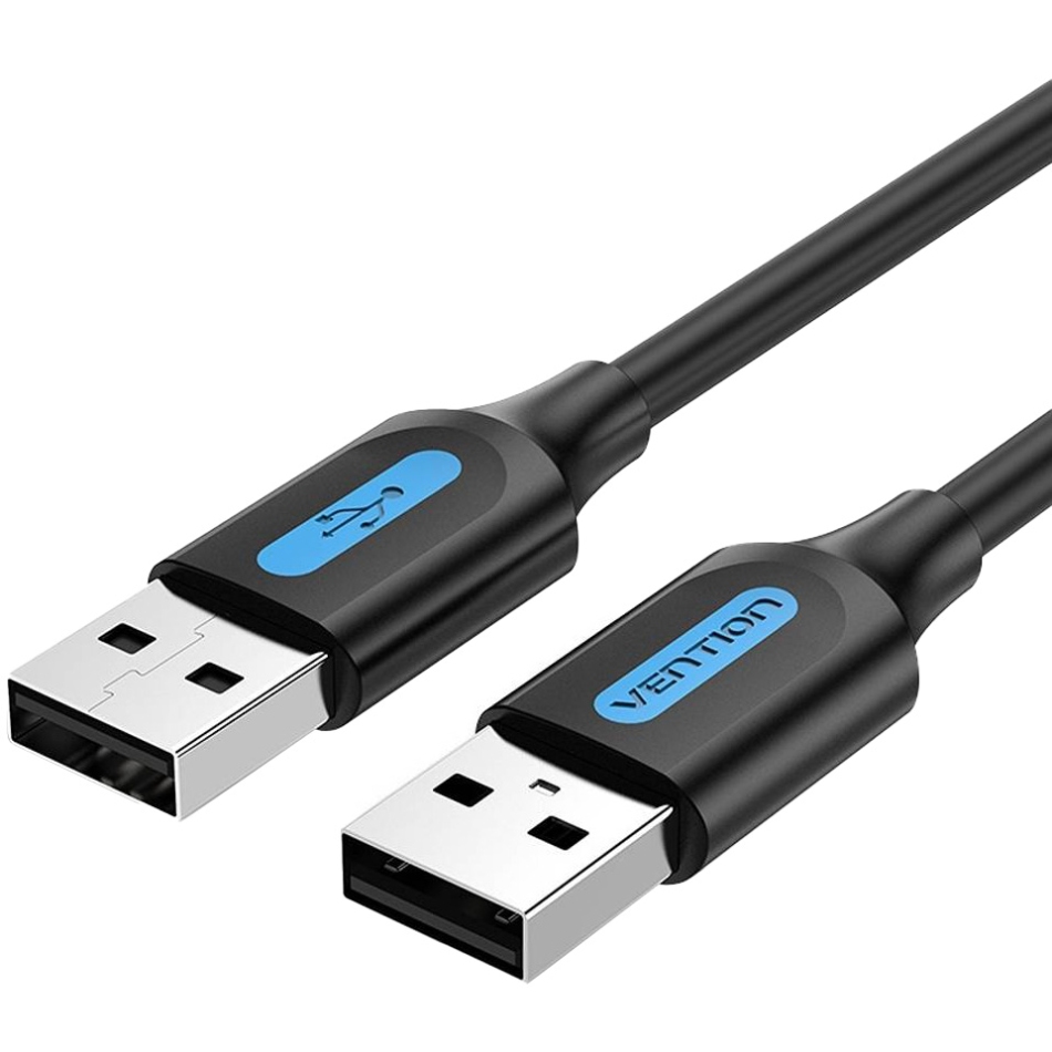 Кабель USB 2.0 AM-AM, 1.0м, PVC, чорний, Vention (COJBF) Чорний на малюнкі №1