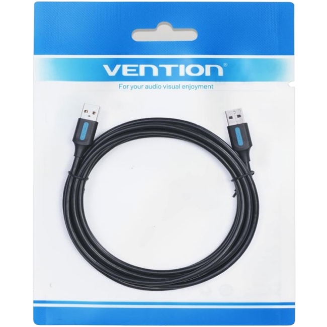 Кабель USB 2.0 AM-AM, 1.0м, PVC, чорний, Vention (COJBF) Чорний на малюнкі №3