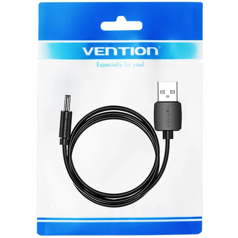 Кабель живлення USB AM - 3.5mm DC Power PVC 5V 2A, Black 1.0 m Vention (CEXBF) на малюнкі №3