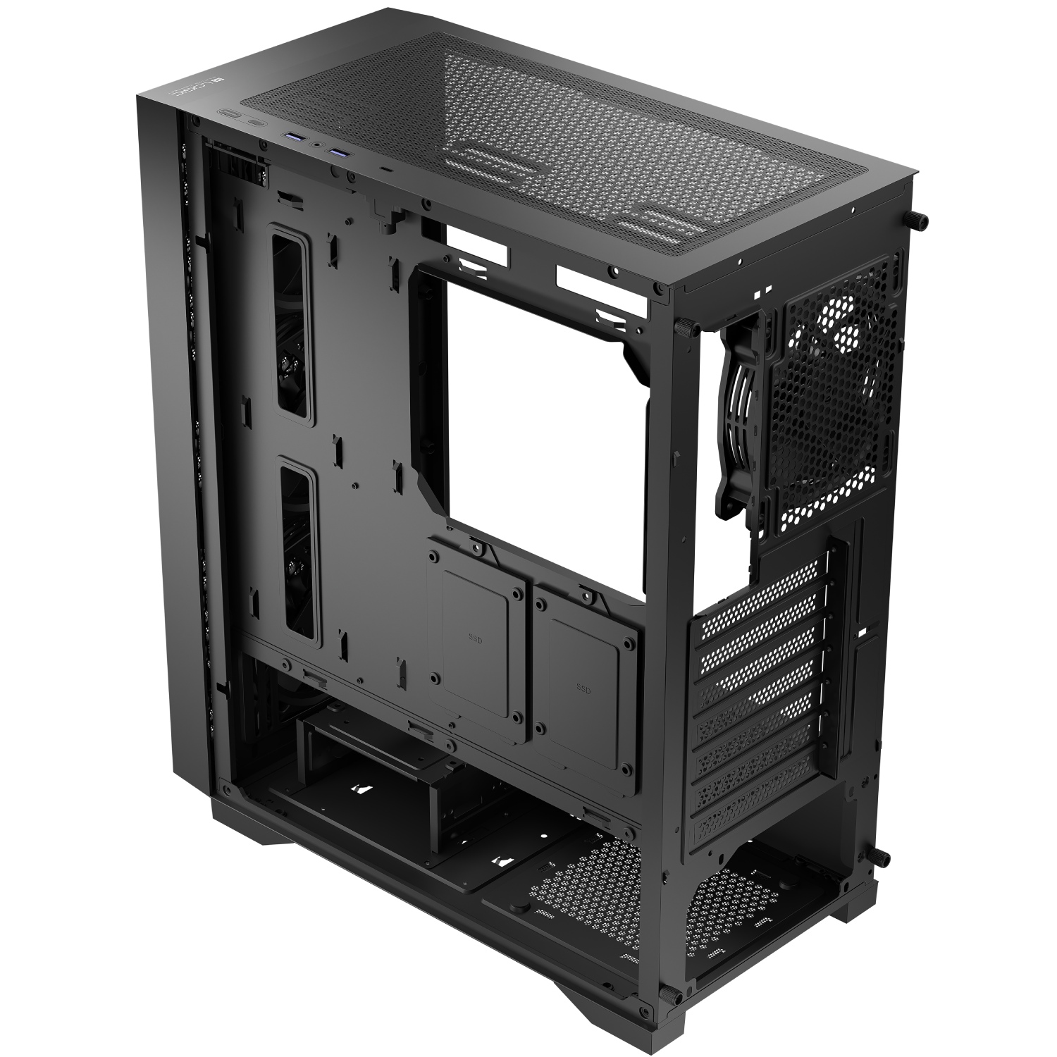 Корпус LogicConcept DART PRO MIDI BLACK MESH fans 4x120mm без БЖ ATX (AT-DART-PRO-0000-10) Чорний на малюнкі №3