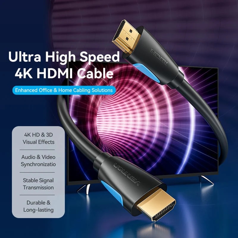 Кабель HDMI M - M, 5.0м, V2.0, 4K 60Гц, Gold-Plated, PVC Vention (VAA-M02-B500) на малюнкі №3