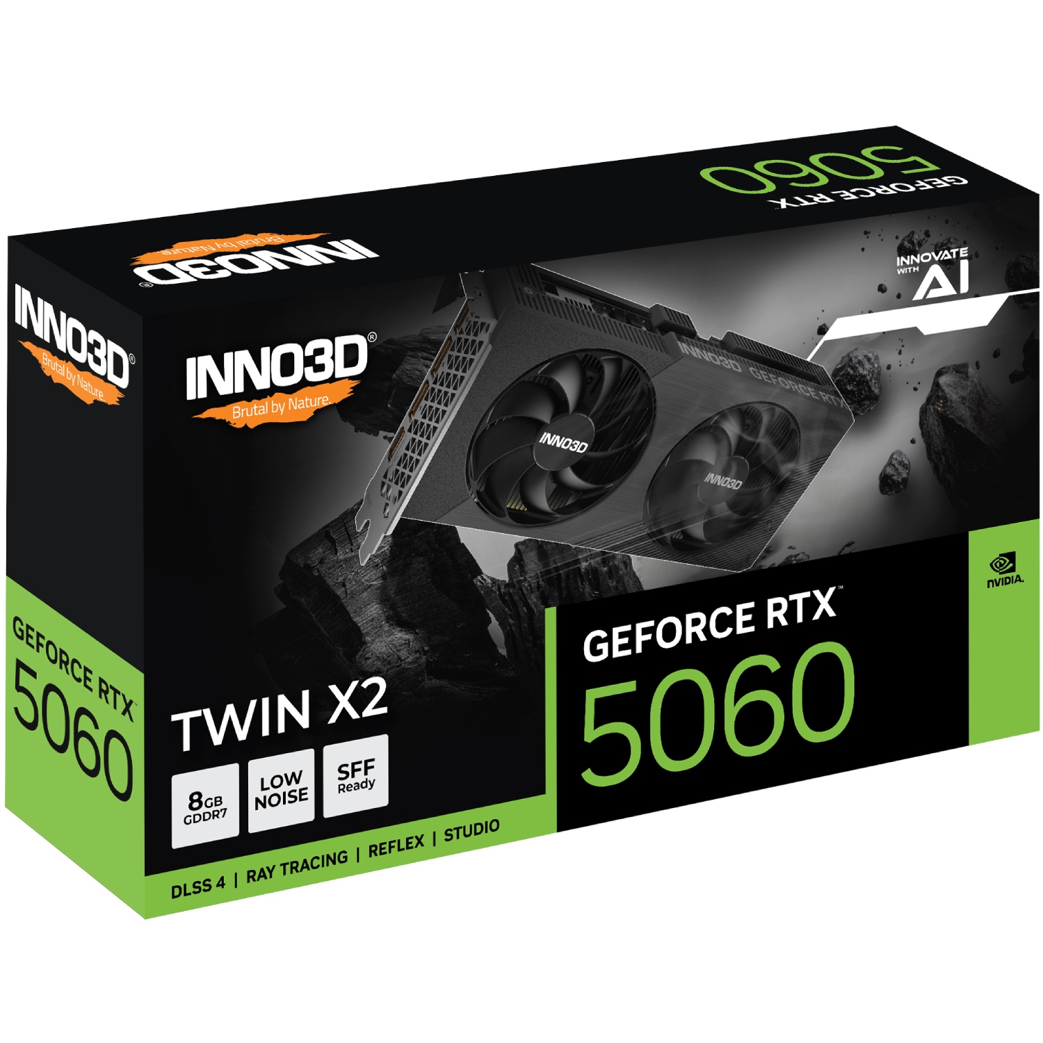GeForce RTX5060 Inno3D TWIN X2, 8GB GDDR7, 128bit, PCI Express 5.0 (N50602-08D7-195071N) на малюнкі №2