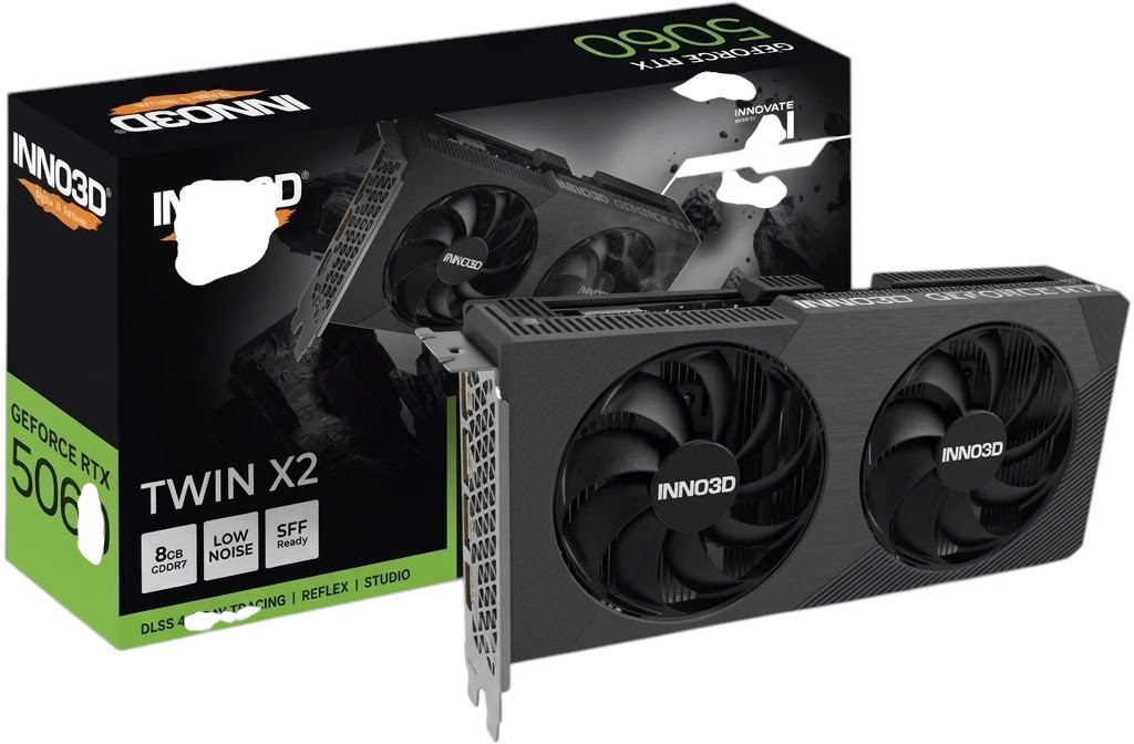 GeForce RTX5060 Inno3D TWIN X2, 8GB GDDR7, 128bit, PCI Express 5.0 (N50602-08D7-195071N) на малюнкі №5