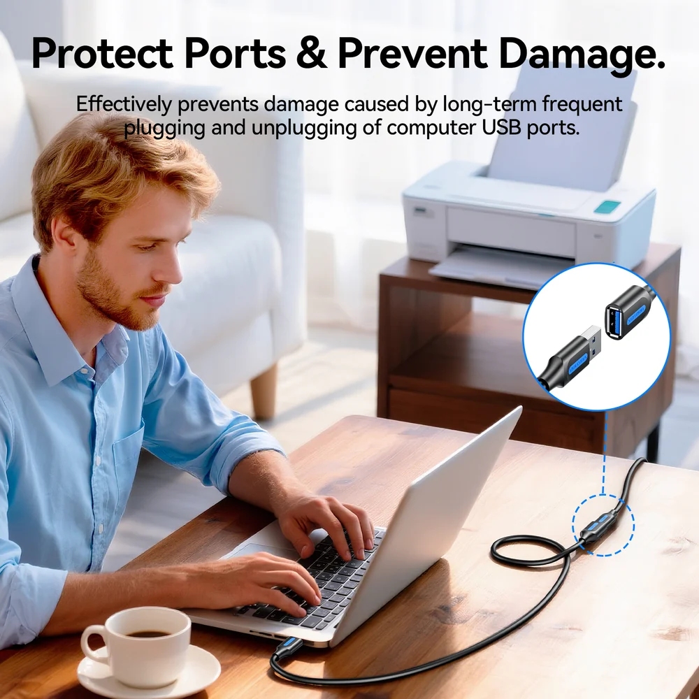 Кабель продовжувач USB 3.2 AM/AF 1.5м, 10Gbps, PVC Type, чорний, Vention (CBOBG) Чорний на малюнкі №8