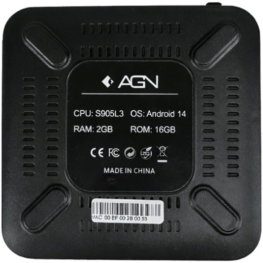 TV Медіаплеєр AGN Media Box Base 2/16Gb/ Amlogic S905L3/ Android 14/ WiFi 2.4G+5G/LAN:100M/ (AGNBASE216) Чорний на малюнкі №3