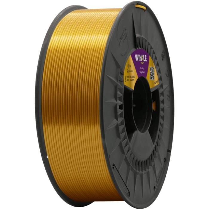 Пластик (Filament) WINKLE PLA SILK 1кг, 1.75мм, королівське золото (PSI01000175OROREYWNK) Золотий на малюнкі №1