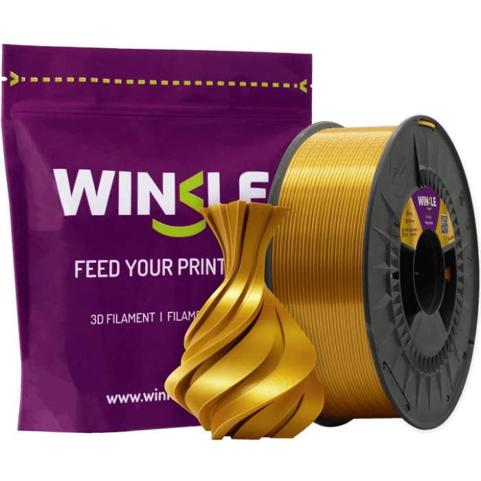 Пластик (Filament) WINKLE PLA SILK 1кг, 1.75мм, королівське золото (PSI01000175OROREYWNK) Золотий на малюнкі №2