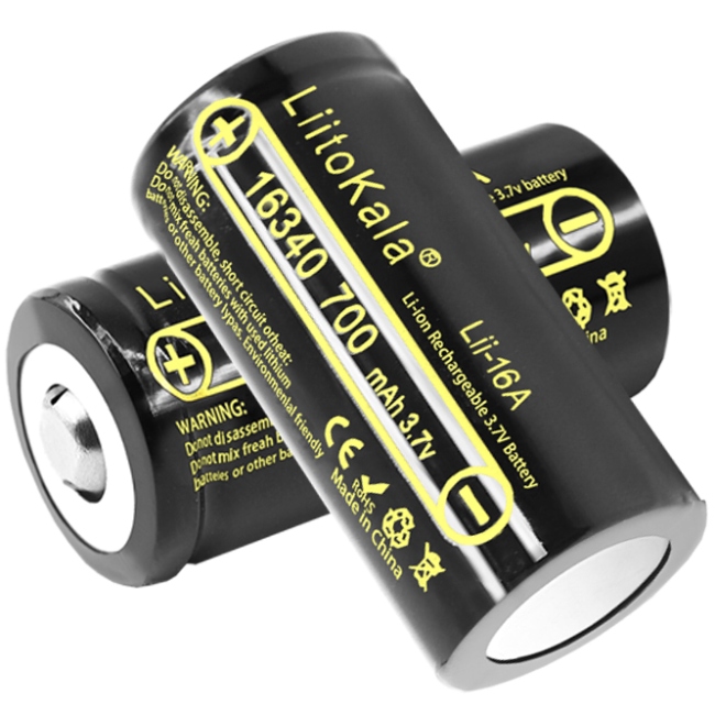 Акумулятор 16340 LiitoKala, Lii-16A, 700mAh, 3.7V li-ion battery, 1 pcs (Lii-16A (CR123A)) на малюнкі №3