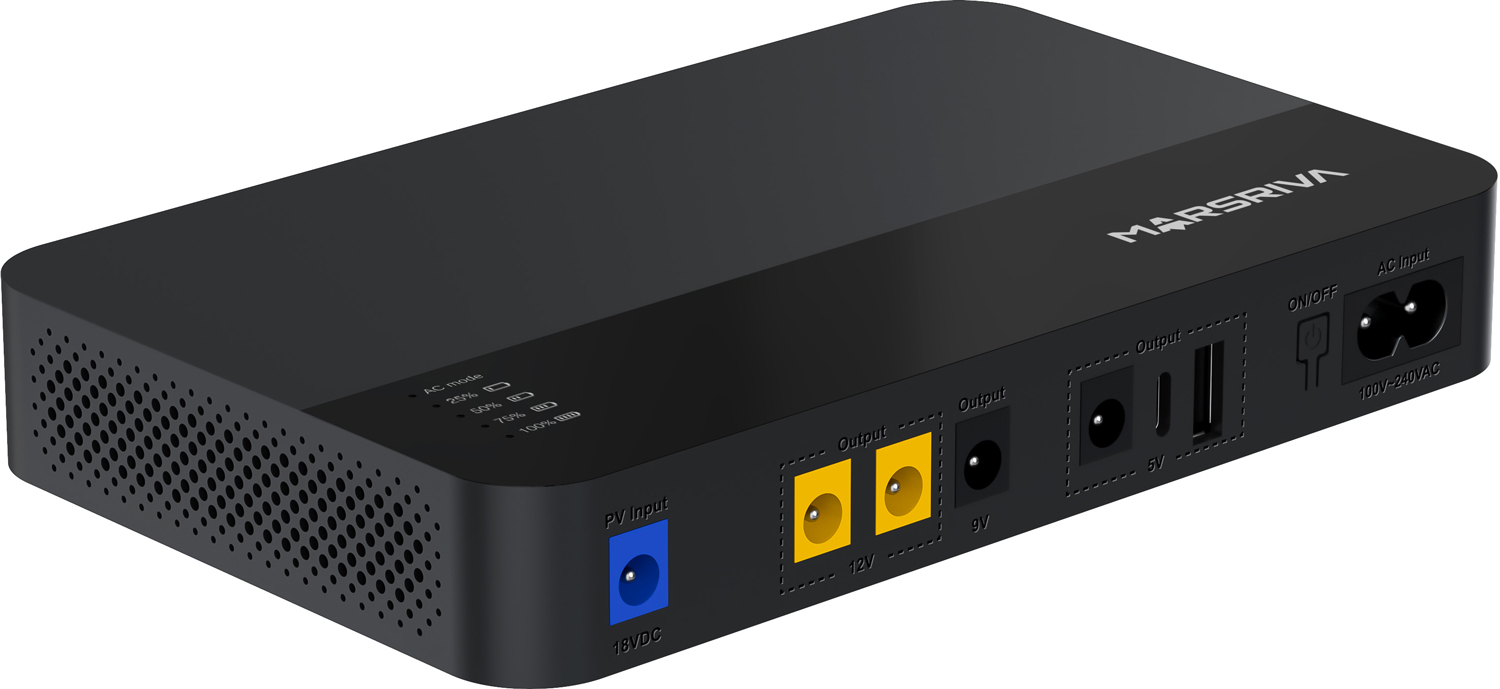 ДБЖ Marsriva DC Router UPS KP1EC 240VAC,4хDC+USB OUT, 2x5V/9V/2x12V 18W 8000mAh (30Wh) Li-ion (KP1ECV2_MARSRIVA) на малюнкі №2