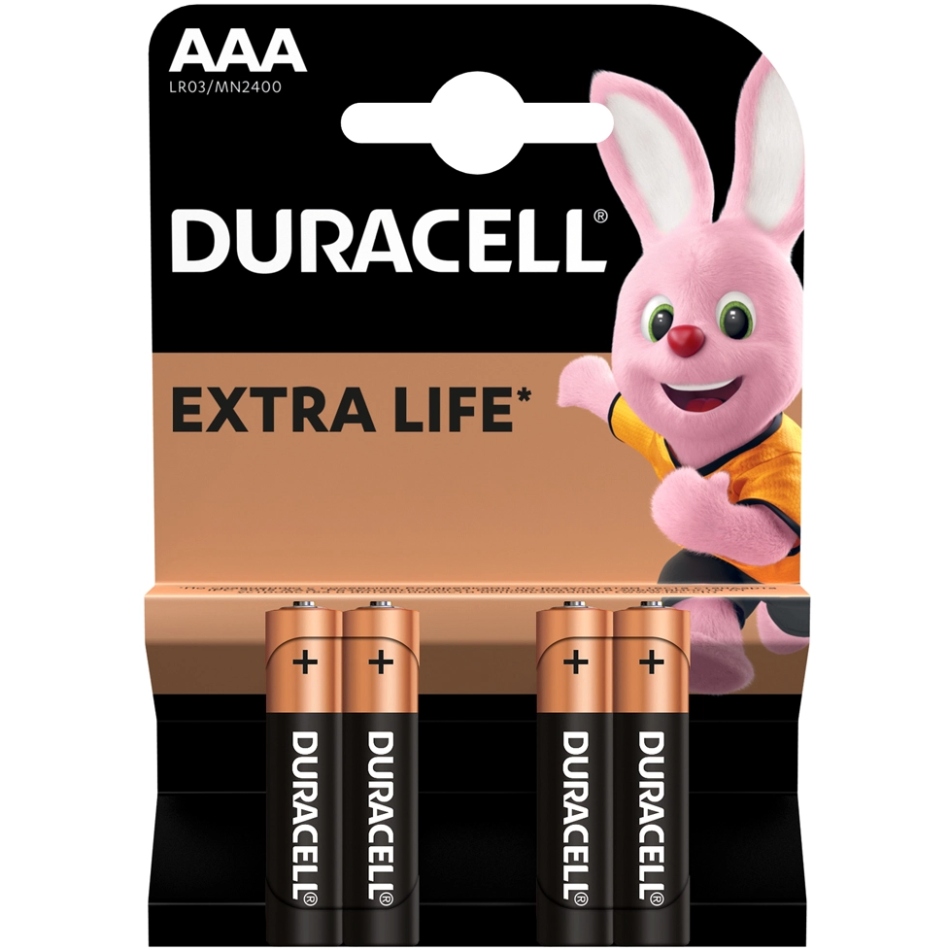 Батарейка AАA/LR03, Лужна, Duracell MN2400, BL (4шт.) (6409629) на малюнкі №1