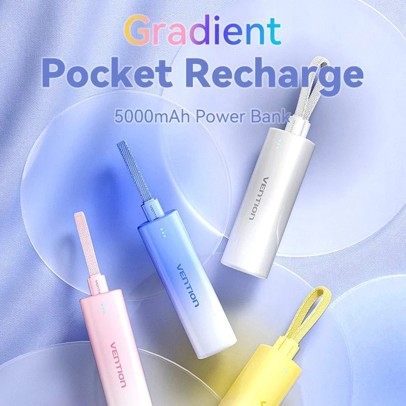 УМБ Vention 5000mAh 20W PD, USB-C In/Out, Lightning In/Out, with cable, Gold (FHWJ0) на малюнкі №3
