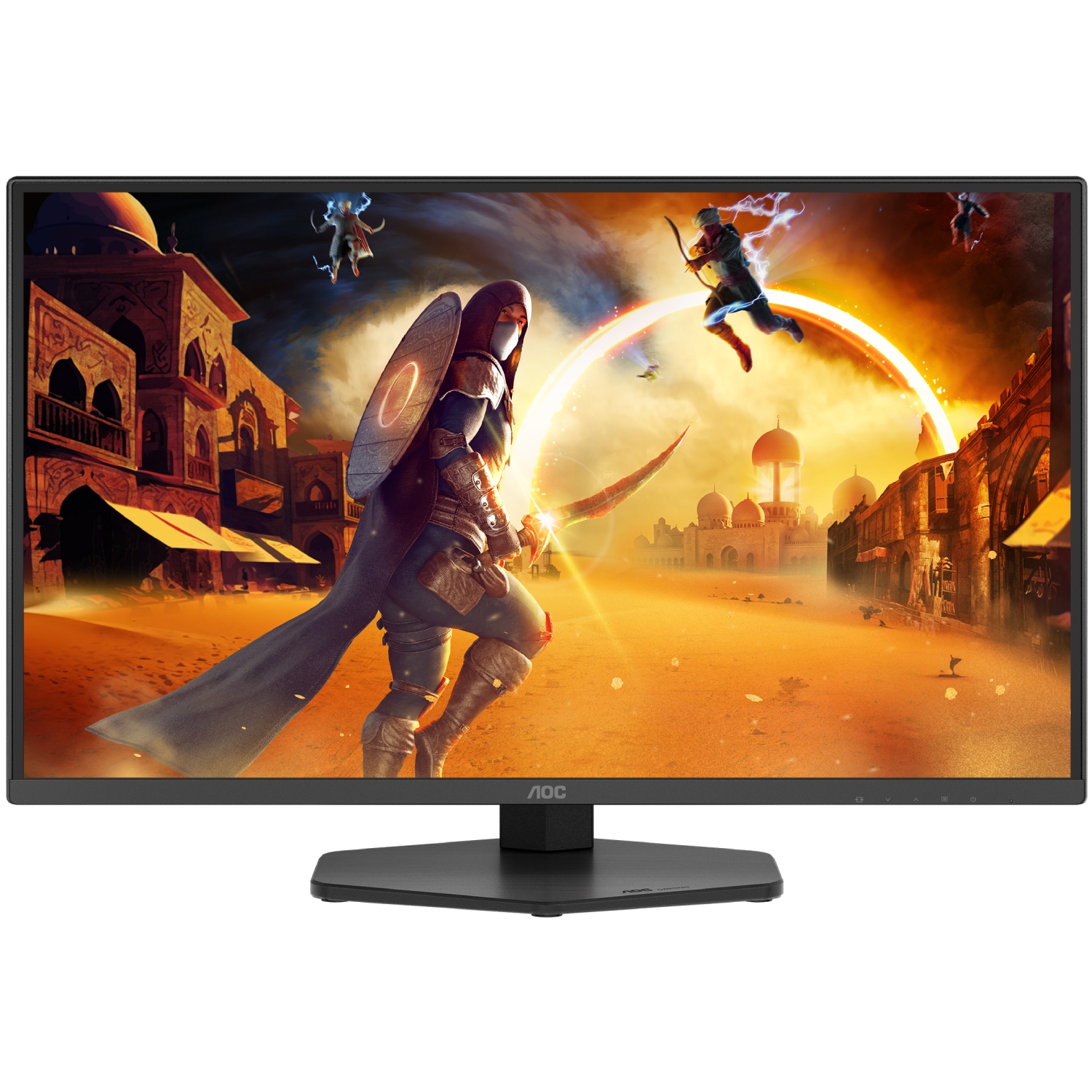 TFT 24.5 AOC Q25G4SR, Fast IPS, 300 Гц, 2xHDMI, DP, HAS, Pivot, колонки, чорно-червоний (Q25G4SR) чорний з червоним на малюнкі №1
