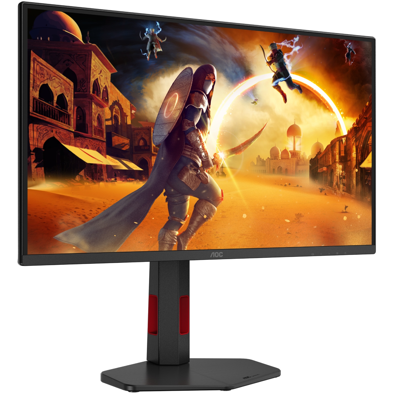 TFT 24.5 AOC Q25G4SR, Fast IPS, 300 Гц, 2xHDMI, DP, HAS, Pivot, колонки, чорно-червоний (Q25G4SR) чорний з червоним на малюнкі №2