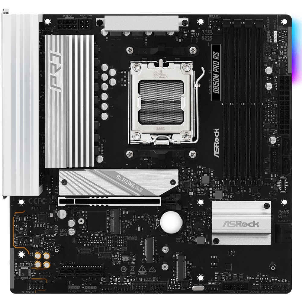 ASRock (AM5/B850, 4*DDR5, PCIex16, HDMI/DP, 4xSATAІІІ,3xM.2, 2.5GLan, mATX) (B850M Pro RS) на малюнкі №1