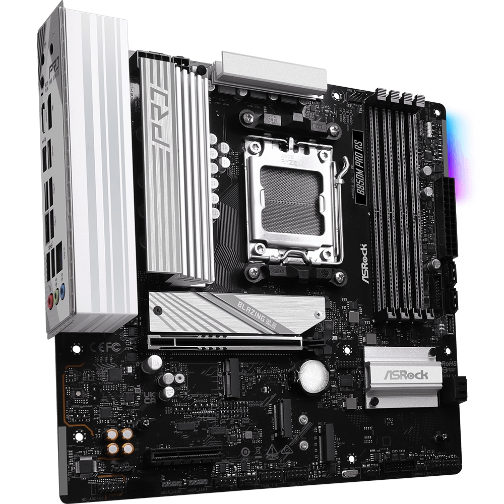ASRock (AM5/B850, 4*DDR5, PCIex16, HDMI/DP, 4xSATAІІІ,3xM.2, 2.5GLan, mATX) (B850M Pro RS) на малюнкі №2
