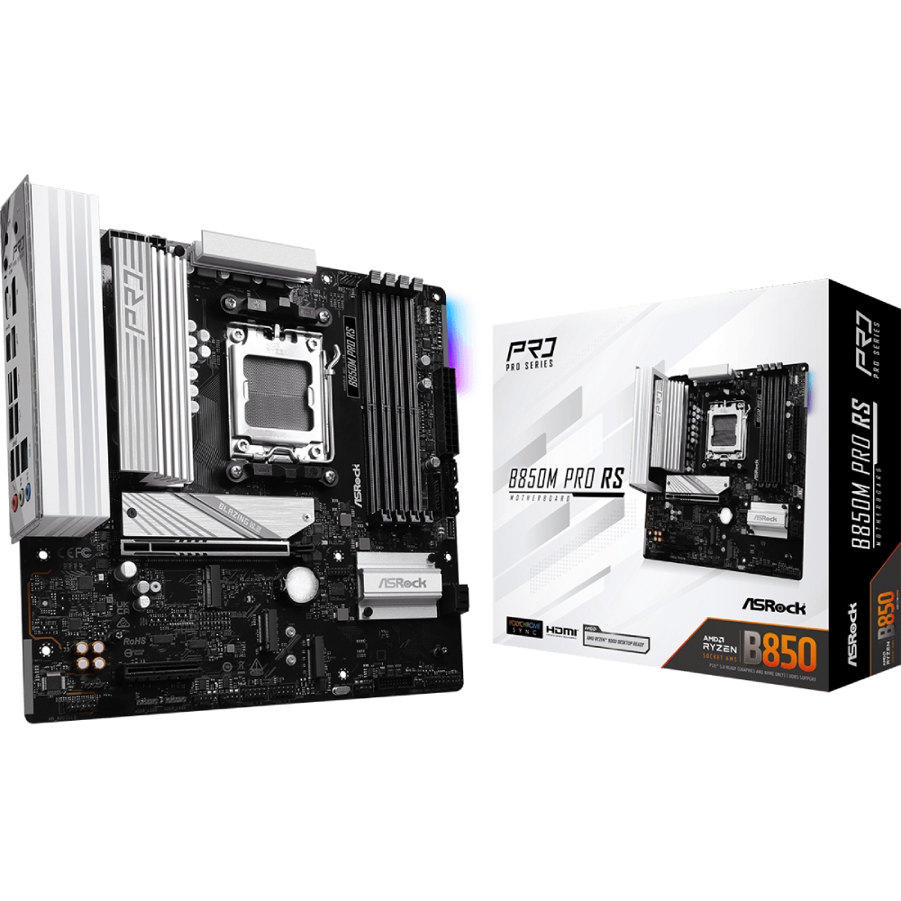 ASRock (AM5/B850, 4*DDR5, PCIex16, HDMI/DP, 4xSATAІІІ,3xM.2, 2.5GLan, mATX) (B850M Pro RS) на малюнкі №5