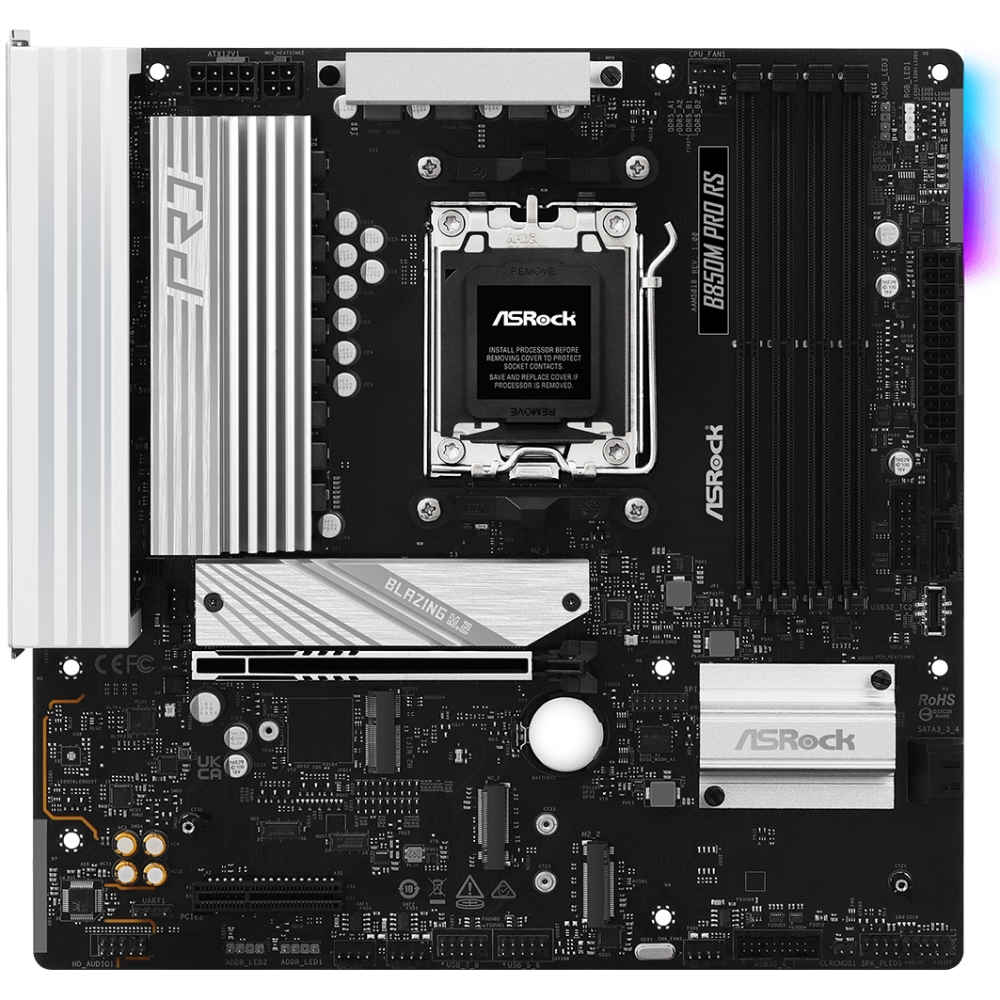 ASRock (AM5/B850, 4*DDR5, PCIex16, HDMI/DP, 4xSATAІІІ,3xM.2, 2.5GLan, mATX) (B850M Pro RS) на малюнкі №6